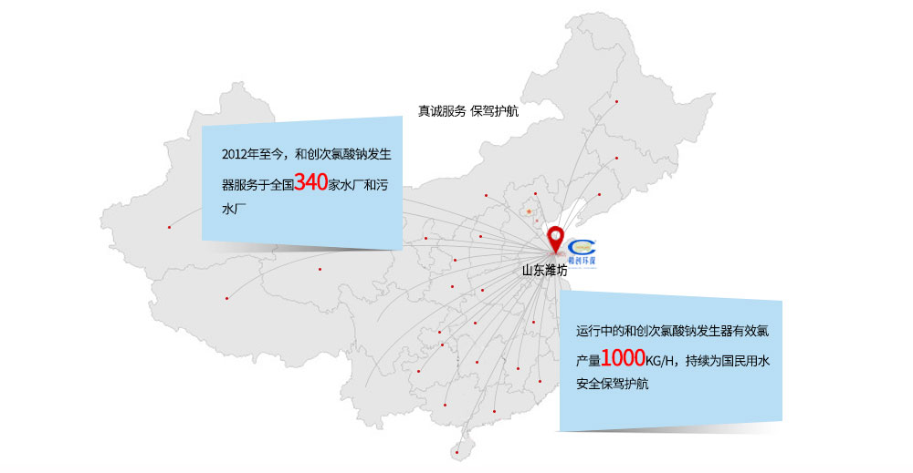 賀：2012年至今，和創次氯酸鈉發生器已服務于全國340家水廠和污水廠